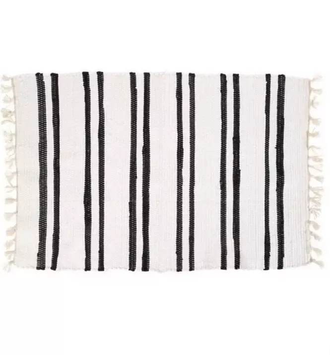 Yoshiko Home Vloerkleed Anhui Wit met Zwarte Strepen 60x90cm tapijt