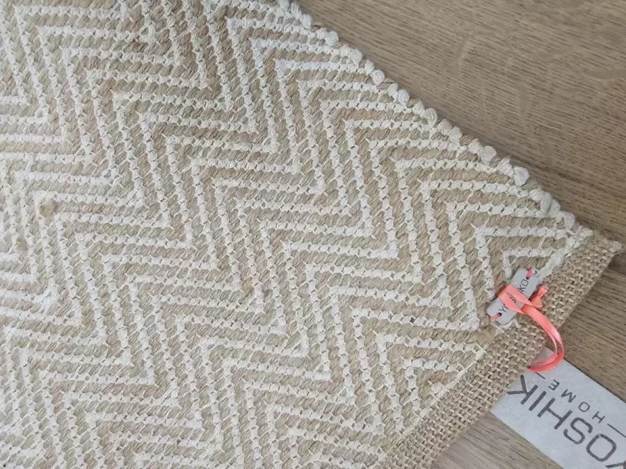 Yoshiko Home Yoshiko vloerkleed jute katoen 90 x 120 cm herring bone