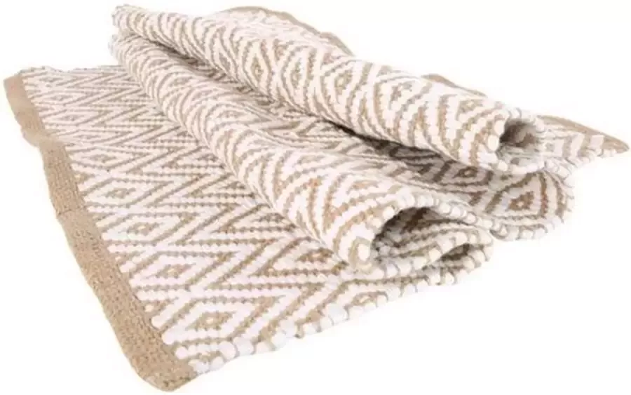 Yoshiko Home Yoshiko vloerkleed jute katoen 90 x 140 cm diamond