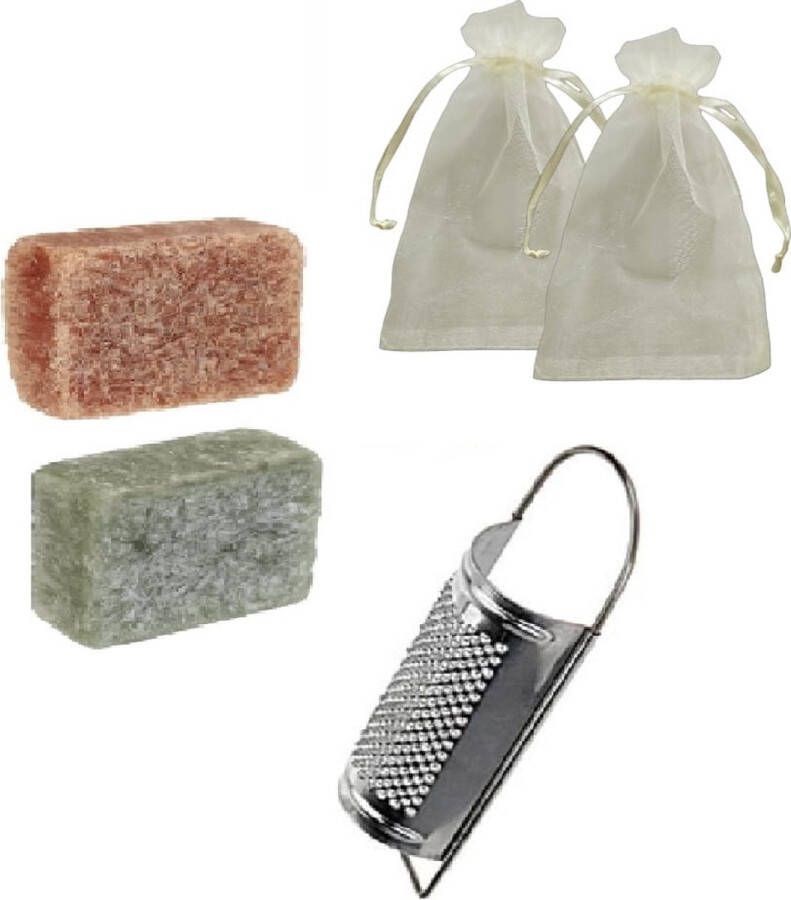 Youhomy accessoires Youhomy Geurblokjes set met organza zakjes & mini rasp 2 heerlijke geurenblokje AMBER-EUGALYPTUS| woonkamer| kledingkast| Cadeauset- Home