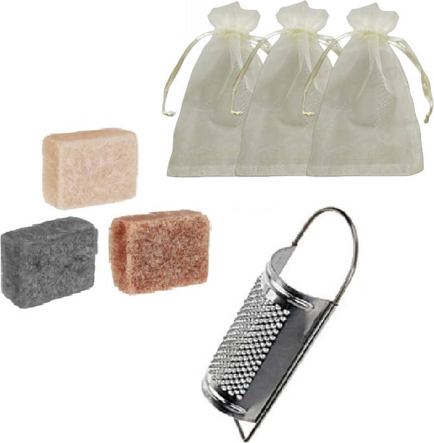 Youhomy accessoires Youhomy Geurblokjes set met organza zakjes & mini rasp 3 heerlijke geurenblokje SANDAL WOOD-JASMINE-CASHMERE| woonkamer| kledingkast| Cadeauset