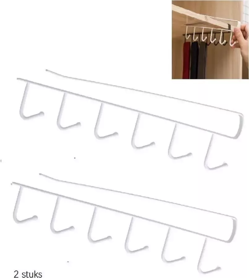 Youhomy accessoires Youhomy Kast Hanger voor kledingaccessoire Kast organizer haaks 2 stuks| WIT -Hanghaak kast- Stropdashanger Riemhanger Tassenhanger-Haak Kast accessoire