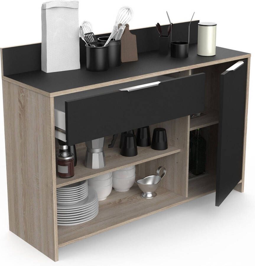 Young Furniture Keukenkast Mika 123 cm breed eiken met zwart