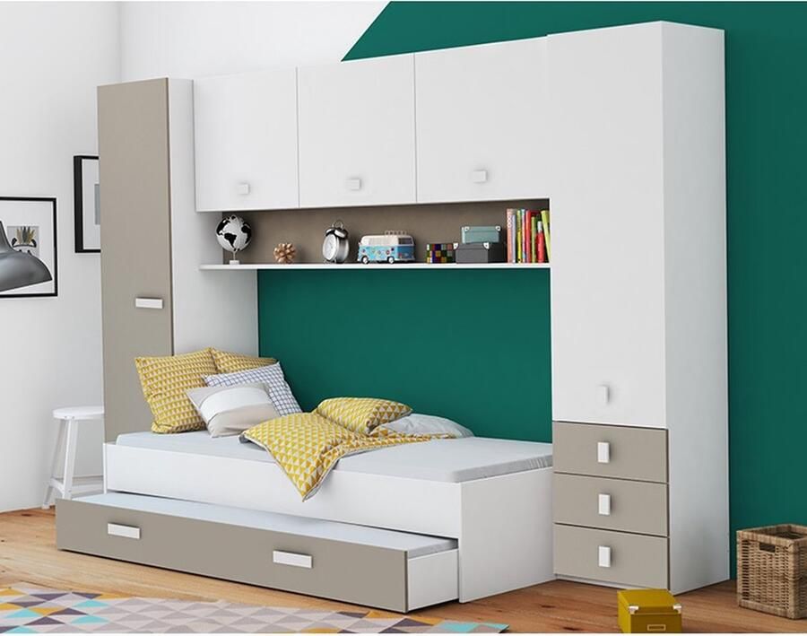 Young Furniture Eenpersoonsbed Tidy met kast en lade 90x200 cm