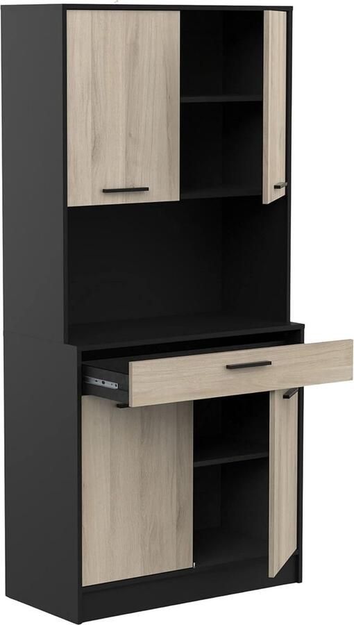 Young Furniture Keukenkast Napoli 176 cm hoog zwart met eiken