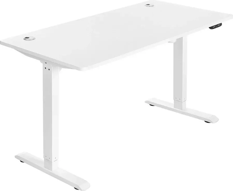 Your Home Zit Sta Bureau Elektrisch Tafel Hoogte en Lengte Verstelbaar 140 x 70 x (73-114) cm Wit