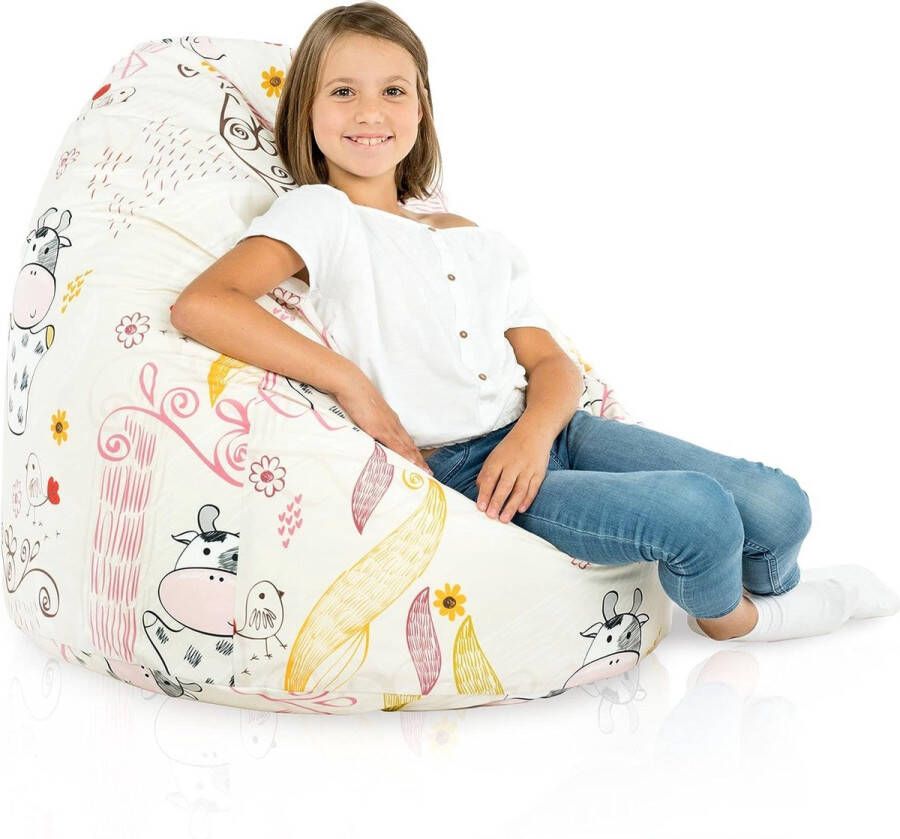 YourWorld Premium Zitzak XL Voor kinderen en volwassenen: Grote Gezellige & Comfortabele Woonkamer Zitzak met Vullin Extra binnenhoes Mag in de wasmachine Gecertificeerd Koeien