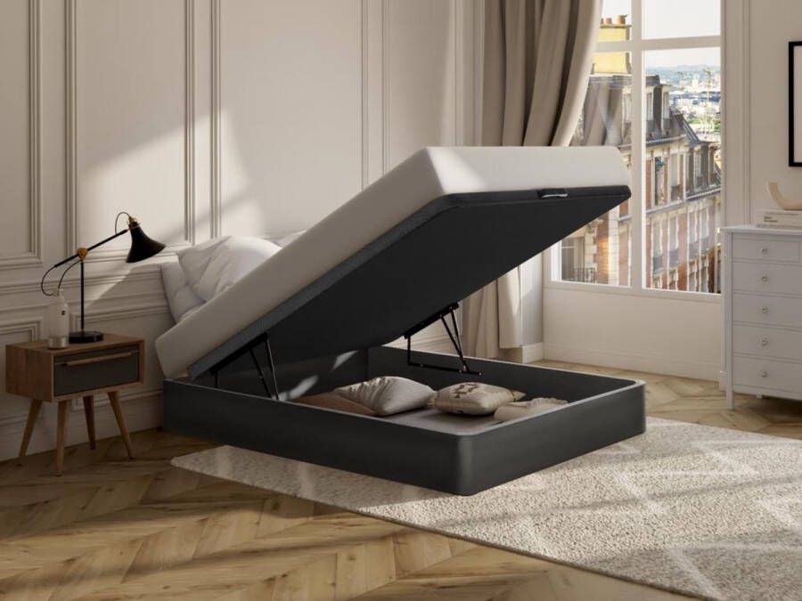 Vente-unique Bedbodem met opbergruimte HESTIA van YSMÉE Mat zwart 160 x 200 cm L 200 cm x H 30 cm x D 160 cm