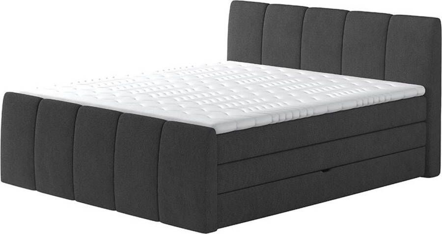 Palacio Boxspring met hoofdeinde opbergruimte matras en topmatras VERONE van DREAMEA Antraciet 160 x 200 cm L 222 cm x H 111 cm x D 169 cm - Foto 2