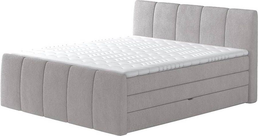 Vente-unique Complete set boxspring met verstelbaar hoofdeinde + bedbodem-kist + matras + dekmatras VERONE lichtgrijs 160x200 cm L 222 cm x H 111 cm x D 169 cm - Foto 3