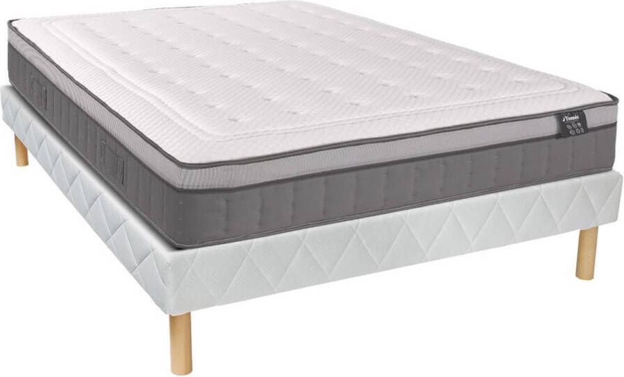 Ysmée DREAMEA Set bedbodem + matras met pocketveren 7 zones en vormgeheugen ASGARD van DREAMEA 30 cm dik 160 x 200 cm L 200 cm x H 30 cm x D 160 cm