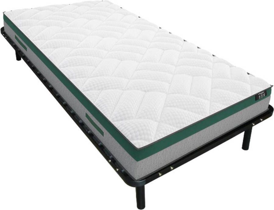 Vente-unique Set lattenbodem en matras met pocketveren dikte 22cm PRESTIGE van YSMÉE 90 x 190 cm L 190 cm x H 25 cm x D 90 cm