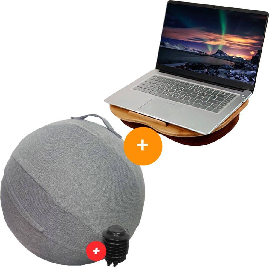 YUGN Vitality Ergonomische Zitbal 65 CM en Laptopkussen 15 inch Inclusief pomp Cadeau tip Sinterklaas - Foto 1