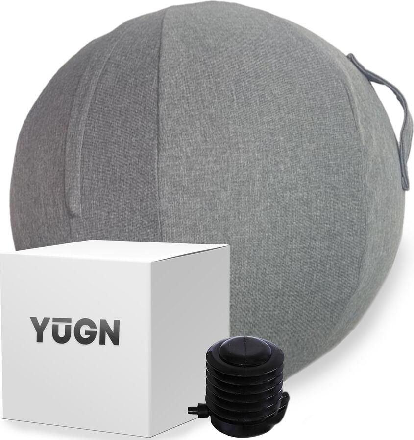YUGN Vitality Ergonomische Zitbal 65 CM Ergonomische bureaustoel Zitbal kantoor ook voor thuis Grijs Inclusief pomp Cadeau tip Sinterklaas