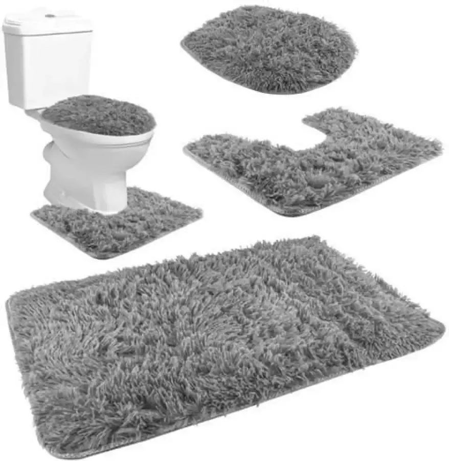 YUNICS Badmat Set – 3 Delige Badkamer Mat – Douchemat – Anti-Slip – Vloerkleed – WC Mat – Toilet Mat