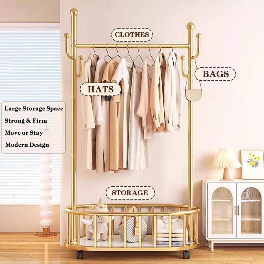 YYchan Kledingrek Kledingrekstang Kapstok Opbergrek 80cm- Goud