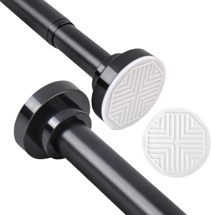 YYchan Kledingroede Zonder Boren 110-190 cm Kledingstang Uitschuifbaar & Verstelbaar Rail Gordijnroede Kastroede Kledingstangen voor aan de muur Garderobe stang Rek Buis Zwart