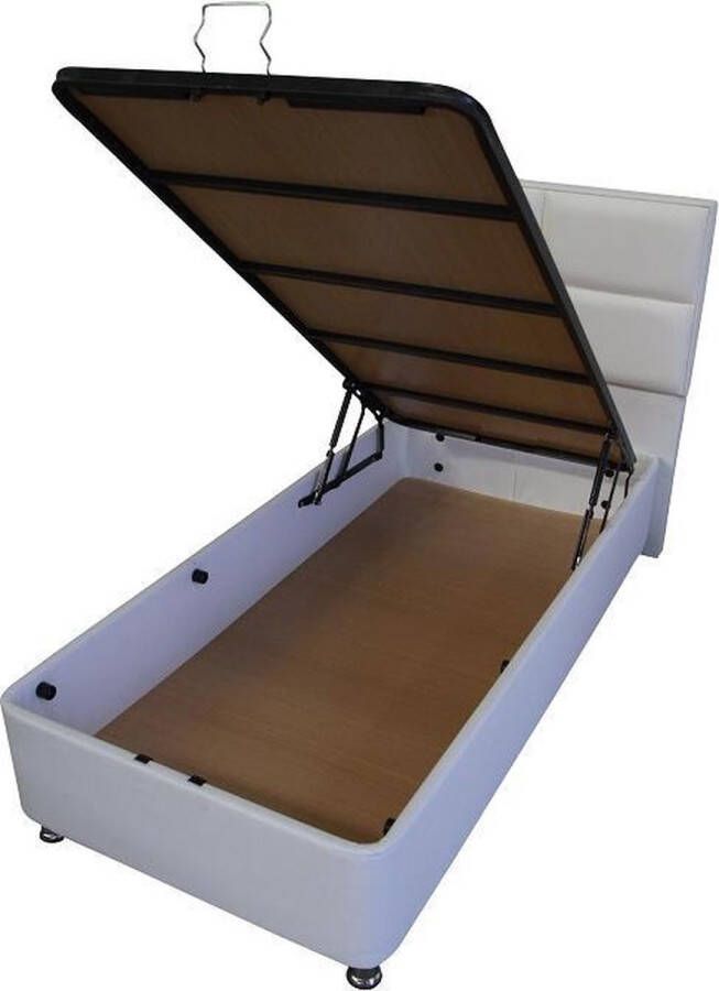 Zaanse Bedden 1persoons Boxspring met opbergruimte – Compleet 1persoons Boxspring 90x200 inclusief Koudschuim HR45 matras zwart