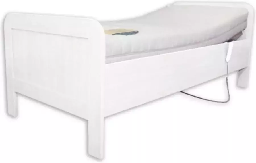 Zaanse Bedden Elektrische Seniorenbed + elektrische bodem 90x200 witte kleur (zonder matras)