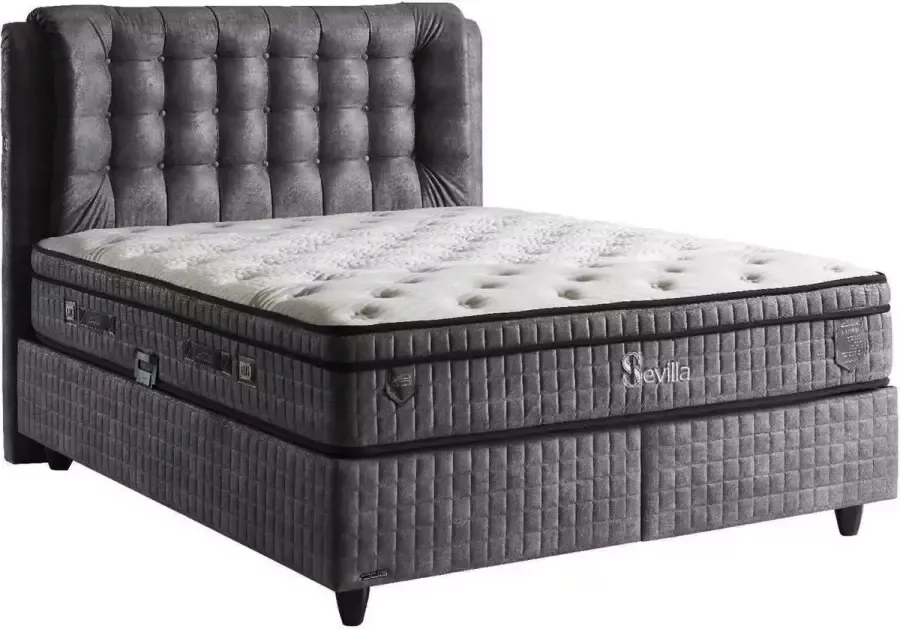 Zaansebedden Boxspring met opbergruimte – Opberg Boxspring Sevilla Grijs 160X200