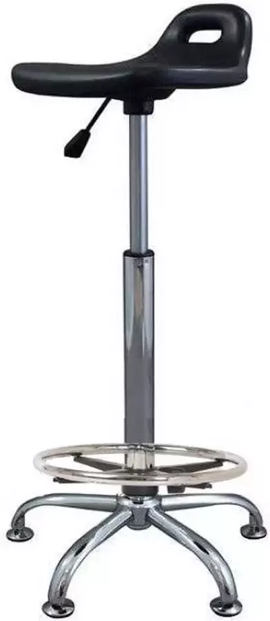 Zadelkruk Nederland Stahulp Zwart Hoog met Voetring Zithoogte 70 84cm kruk op wielen krukje werkkruk zadelkruk bureaukruk kapperskruk verstelbaar draaikruk tabouret zadelkruk met rugleuning tot 160kg - Foto 3