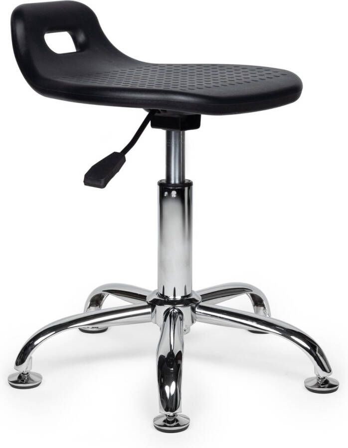 Zadelkruk Nederland Stahulp Zwart Laag Zithoogte 40 58cm kruk op wielen krukje werkkruk zadelkruk bureaukruk kapperskruk verstelbaar draaikruk tabouret zadelkruk met rugleuning tot 160kg - Foto 2