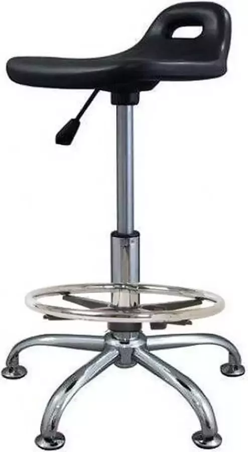 Zadelkruk Nederland Stahulp Zwart Laag met Voetring Zithoogte 40 58cm kruk op wielen krukje werkkruk zadelkruk bureaukruk kapperskruk verstelbaar draaikruk tabouret zadelkruk met rugleuning tot 160kg - Foto 2