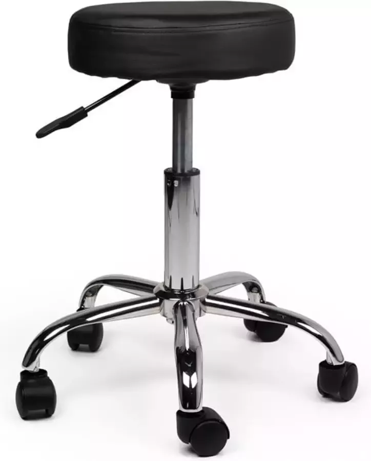 Zadelkruk Nederland Tabouret Zwart Laag Zithoogte 40 58cm kruk op wielen krukjes werkkruk zadelkruk bureaukruk kapperskruk verstelbaar draaikruk tabouret zadelkruk met rugleuning tot 160kg - Foto 2
