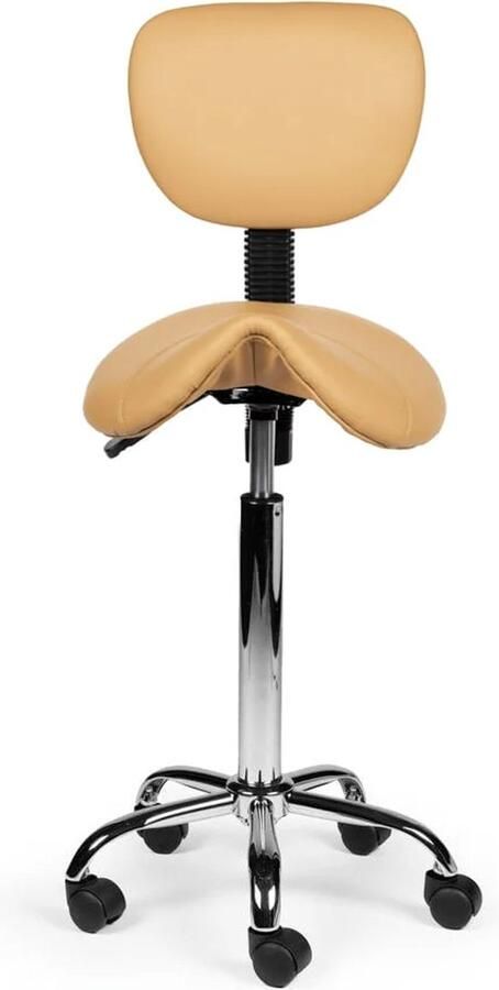 Zadelkruk Nederland Zadelkruk Rugleuning Hoog Beige Zithoogte 70 84cm kruk op wielen krukje werkkruk zadelkruk bureaukruk kapperskruk verstelbaar draaikruk tabouret zadelkruk met rugleuning tot 160kg