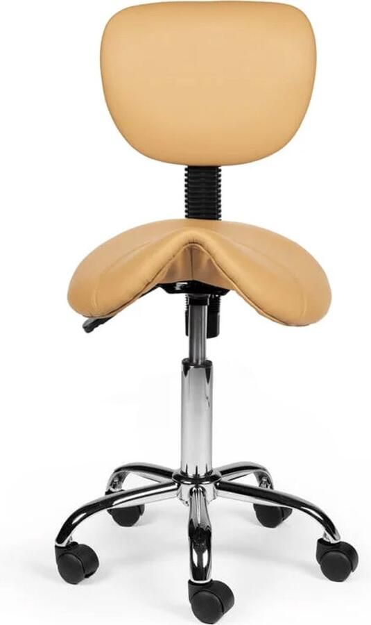 Zadelkruk Nederland Zadelkruk Rugleuning Laag Beige Zithoogte 40 58cm kruk op wielen krukje werkkruk zadelkruk bureaukruk kapperskruk verstelbaar draaikruk tabouret zadelkruk met rugleuning tot 160kg