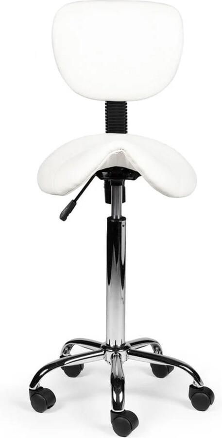 Zadelkruk Nederland Zadelkruk Rugleuning Hoog Wit Zithoogte 70 84cm kruk op wielen krukje werkkruk zadelkruk bureaukruk kapperskruk verstelbaar draaikruk tabouret zadelkruk met rugleuning tot 160kg