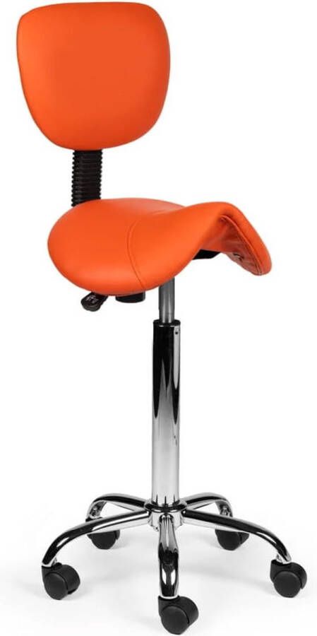 Zadelkruk Nederland Zadelkruk Rugleuning Hoog Oranje Zithoogte 70 84cm kruk op wielen krukje werkkruk zadelkruk bureaukruk kapperskruk verstelbaar draaikruk tabouret zadelkruk met rugleuning tot 160kg