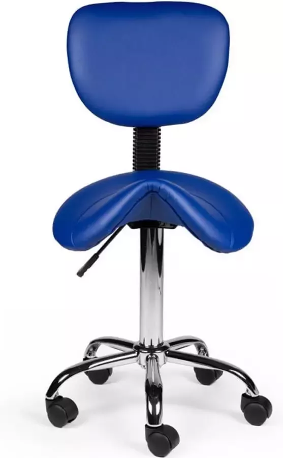 Zadelkruk Nederland Zadelkruk Rugleuning Laag Blauw Zithoogte 40 58cm kruk op wielen krukje werkkruk zadelkruk bureaukruk kapperskruk verstelbaar draaikruk tabouret zadelkruk met rugleuning tot 160kg - Foto 2