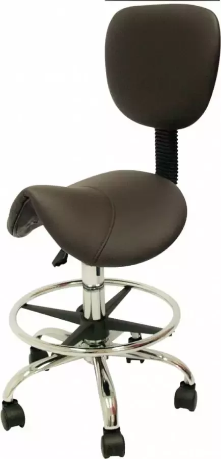 Zadelkruk Nederland Zadelkruk Rugleuning Laag Bruin met Voetring Zithoogte 40 58cm kruk op wielen krukje werkkruk zadelkruk bureaukruk kapperskruk verstelbaar draaikruk tabouret zadelkruk met rugleuning tot 160kg