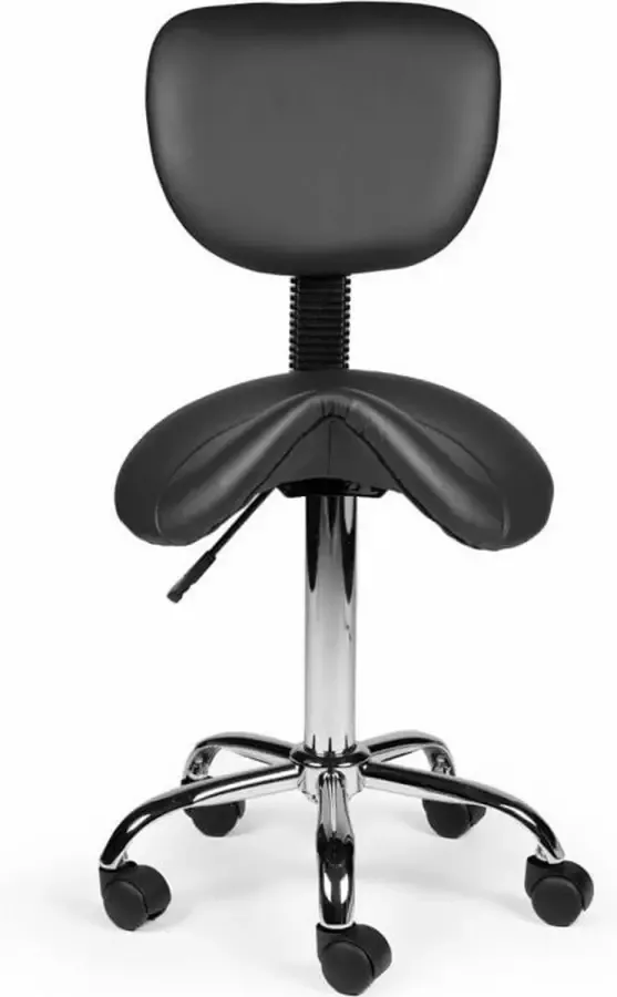 Zadelkruk Nederland Zadelkruk Rugleuning Laag Zwart Zithoogte 40 58cm kruk op wielen krukje werkkruk zadelkruk bureaukruk kapperskruk verstelbaar draaikruk tabouret zadelkruk met rugleuning tot 160kg - Foto 2