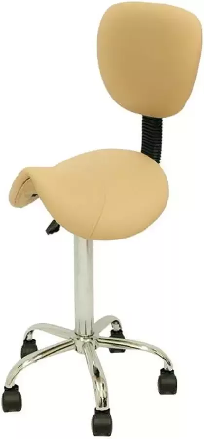 Zadelkruk Nederland Zadelkruk Rugleuning Standaard Beige Zithoogte 50 68cm kruk op wielen krukje werkkruk zadelkruk bureaukruk kapperskruk verstelbaar draaikruk tabouret zadelkruk met rugleuning tot 160kg - Foto 3