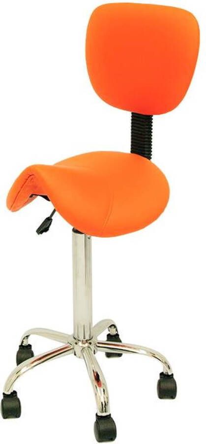 Zadelkruk Nederland Zadelkruk Rugleuning Standaard Oranje Zithoogte 50 68cm kruk op wielen krukje werkkruk zadelkruk bureaukruk kapperskruk verstelbaar draaikruk tabouret zadelkruk met rugleuning tot 160kg - Foto 2