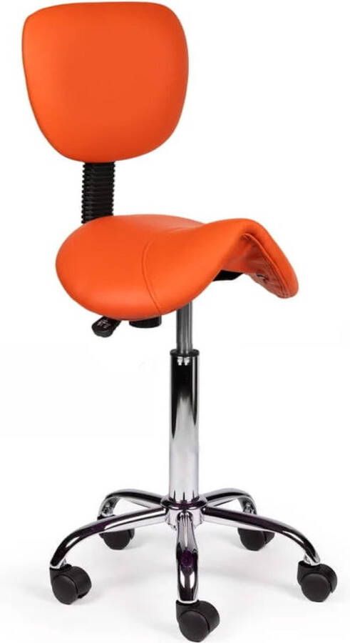 Zadelkruk Nederland Zadelkruk Rugleuning Standaard Oranje Zithoogte 50 68cm kruk op wielen krukje werkkruk zadelkruk bureaukruk kapperskruk verstelbaar draaikruk tabouret zadelkruk met rugleuning tot 160kg