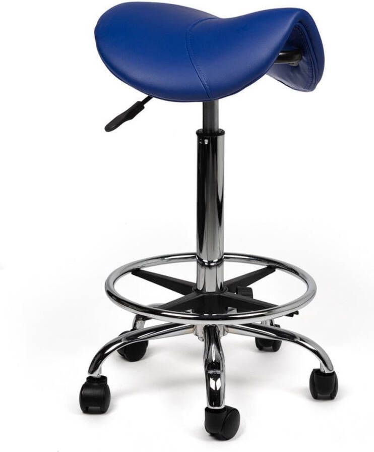 Zadelkruk Nederland Zadelkruk Zeno Hoog Blauw met Voetring Zithoogte 70 84cm kruk op wielen krukje werkkruk zadelkruk bureaukruk kapperskruk verstelbaar draaikruk tabouret zadelkruk met rugleuning tot 160kg