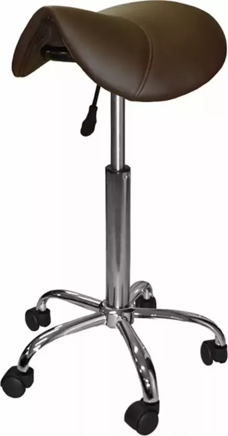 D'Romerio Zadelkruk Zeno Hoog Bruin Zithoogte 70 84cm kruk op wielen krukje werkkruk zadelkruk bureaukruk kapperskruk verstelbaar draaikruk tabouret zadelkruk met rugleuning tot 160kg