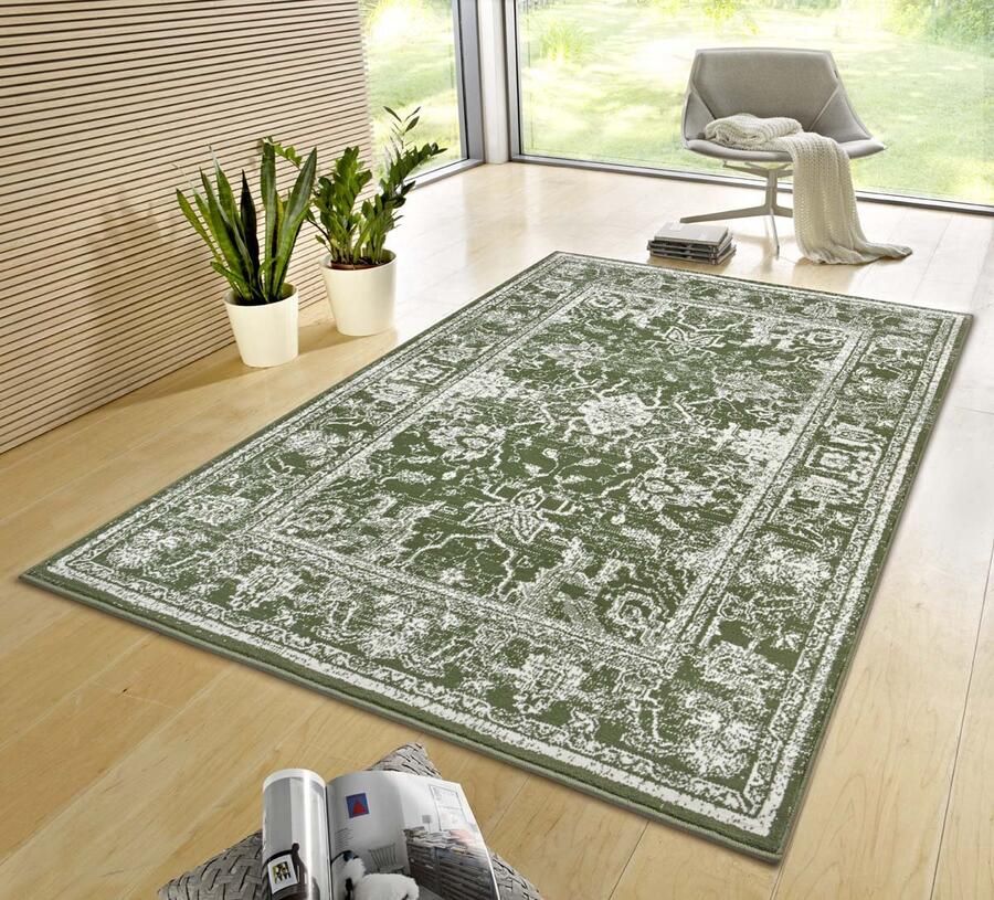 Zala Living Design vintage tapijt Glorious groen crème 200x290 cm