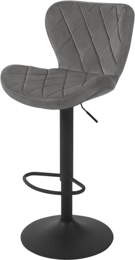 Dripio Barkruk In Hoogte Verstelbaar 360° Draaibaar Fluweel Donkergrijs Met Rugleuning & Voetsteun Ergonomisch Design Voor Bar Bistro Keuken of Eetkamer Stabiel & Comfortabel