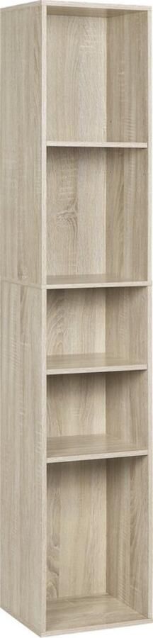 Zaltino Boekenkast 5 Vakken Opbergkast Licht Eik 30x26x151 cm