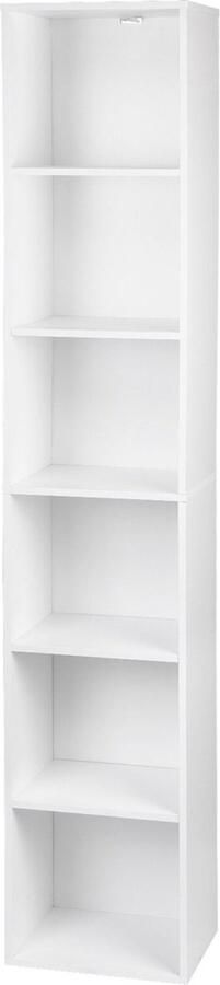 Zaltino Boekenkast 6 Vakken Opbergkast Wit 30x24x158.5 cm