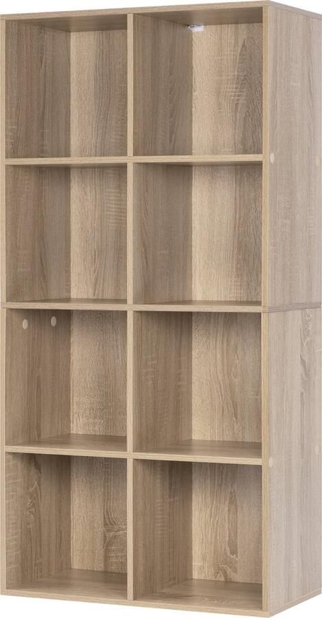 Zaltino Boekenkast 8 Vakken Opbergkast Licht Eik 60x29.5x121 cm