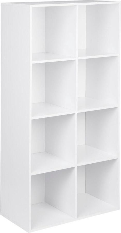 Zaltino Boekenkast 8 Vakken Opbergkast Wit 60x29.5x121 cm