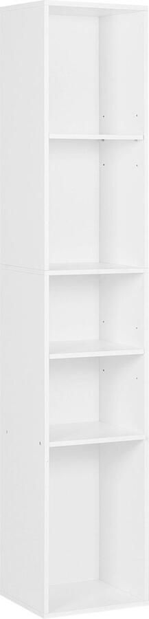 Zaltino Boekenkast met 5 Vakken Vakkenkast Opbergkast Wit 30x26x151 cm