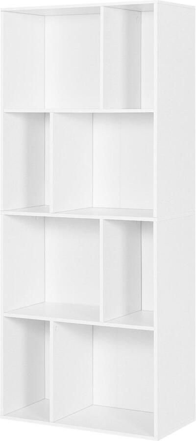 Zaltino Boekenkast met 8 Vakken Opbergkast Vakkenkast Wit 60x29x143 cm