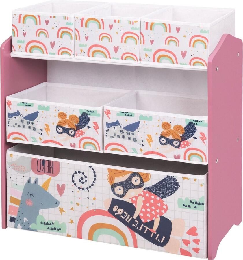 Zaltino Boekenkast voor Kinderen Kinderkamerkast Kindvriendelijk Hout Roze 63x30x60 cm