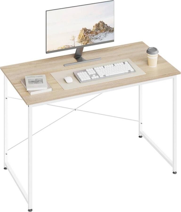 Zaltino Computerbureau Groot Bureau 120x60 cm Modern Werkstation Voor Gaming Kantoor of Studie Met Sterk Metalen Frame Licht Eiken Bruin of Wit Eenvoudige Montage